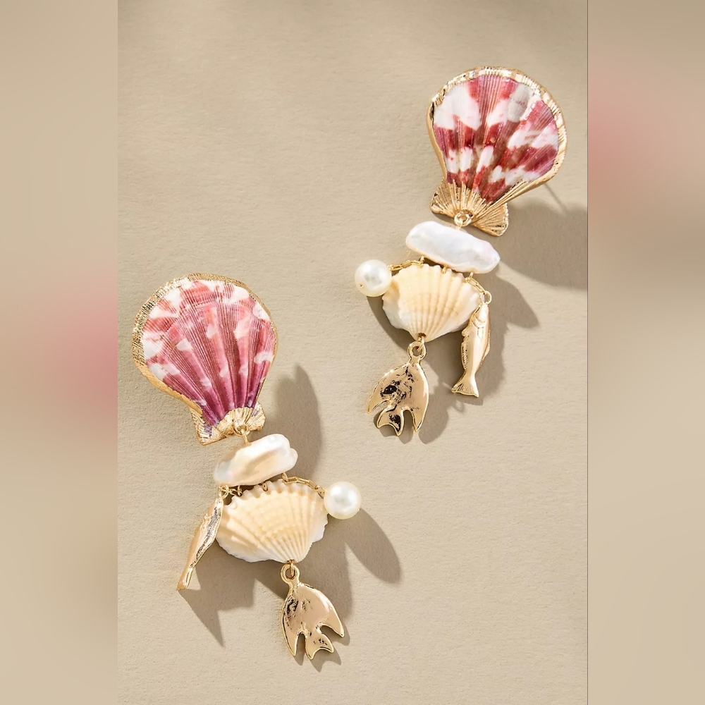 By Anthropologie Shell Charm Earrings
